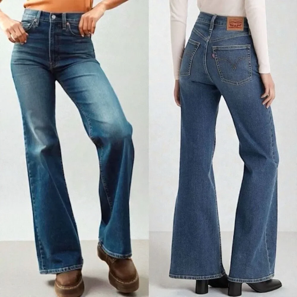 Levi’s Ribcage Ultra High Rise Flare Jeans Vintage Wash Size 32 NWOT - Picture 5 of 13